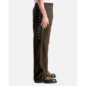 NAMACHEKO NWT Kean Trouser in Brown Suede Studded Sides